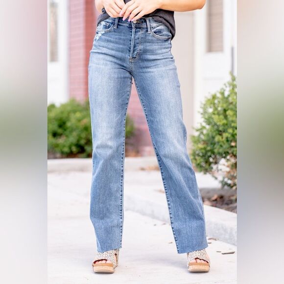 Judy blue JACKSONVILLE HIDDEN BUTTON FLY HIGH RISE STRAIGHT jeans size 3/26 NWT - Picture 1 of 10